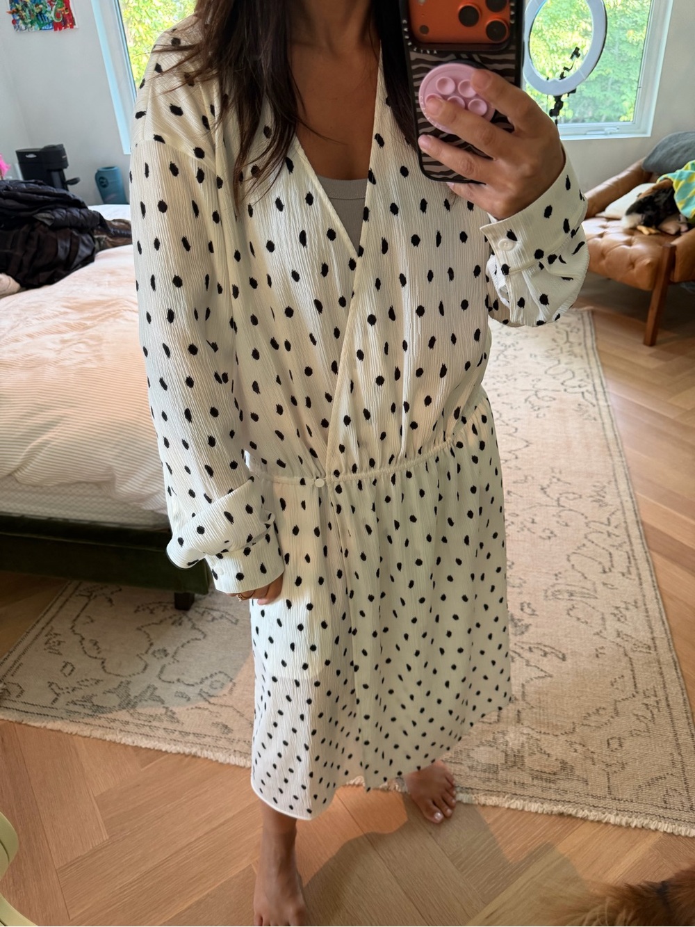 TIBI
Polka-Dot Crinkled-Gauze Wrap Midi Dress